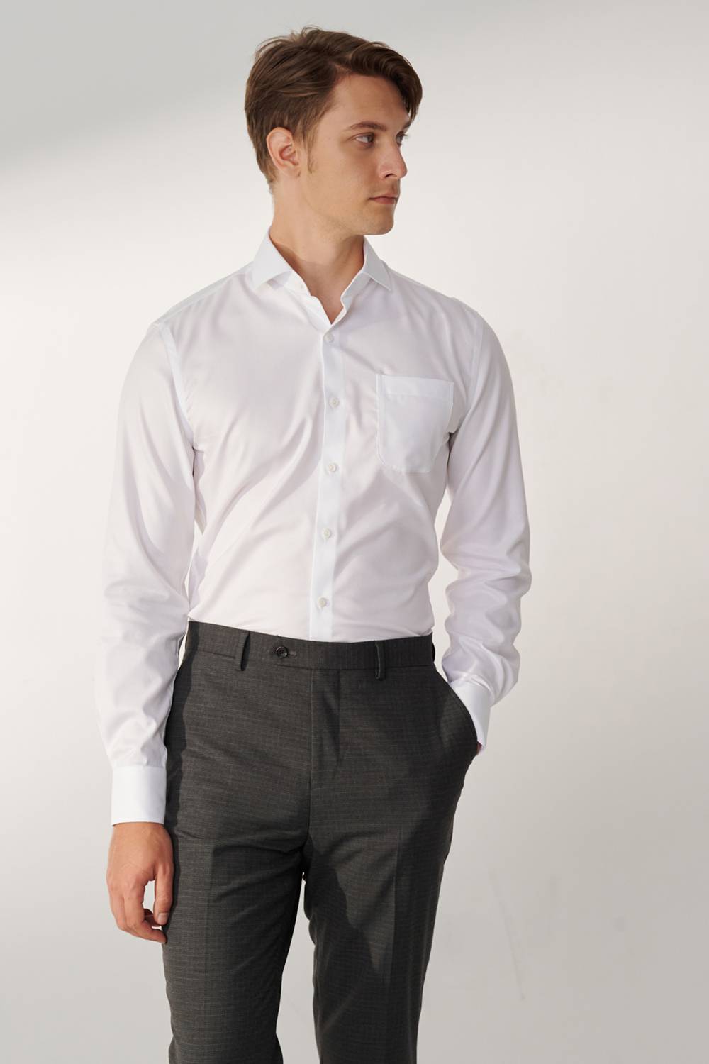 SST&C #Milan Series  White Textured Slim Fit Shirt | 00062409003_2