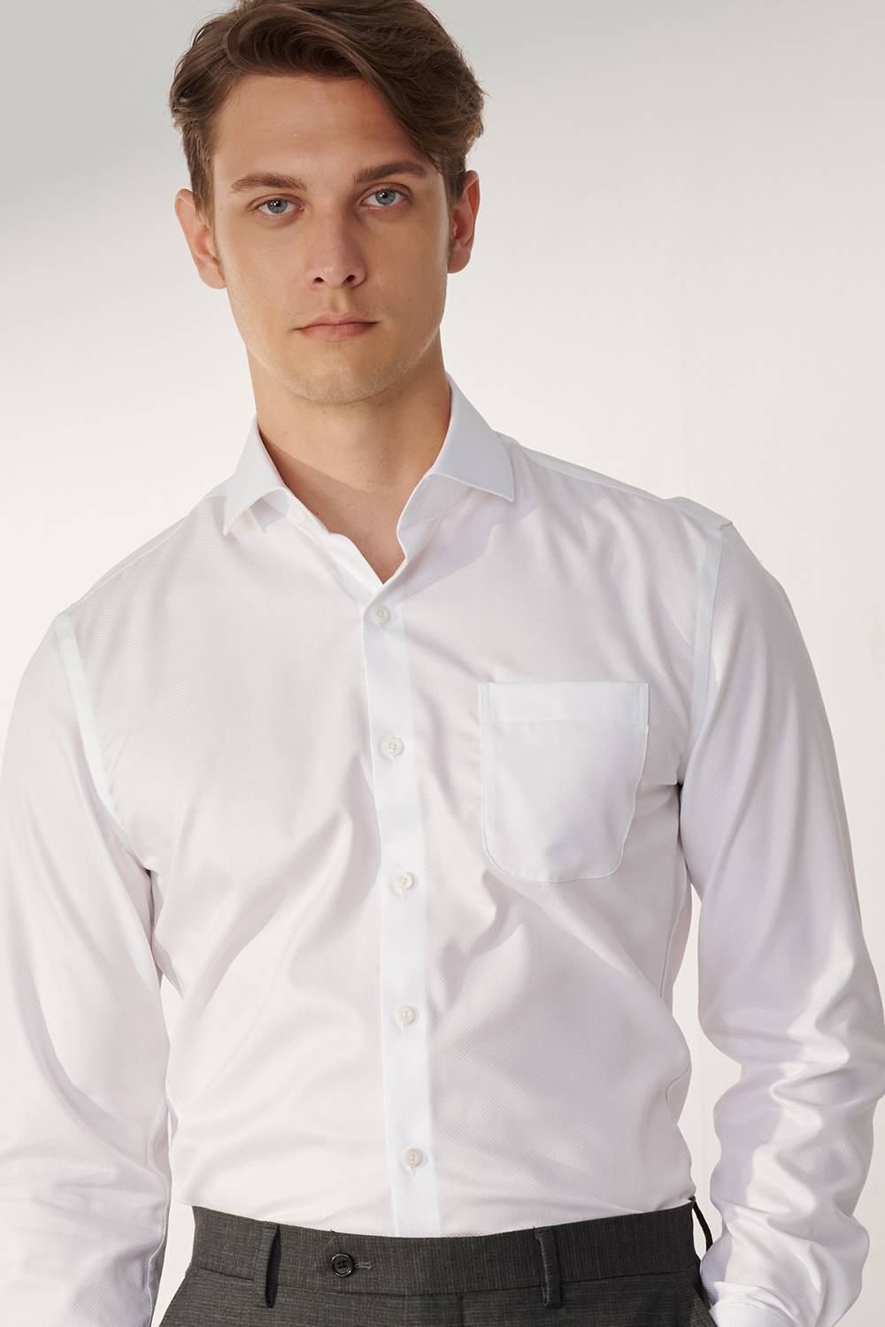 SST&C #Milan Series  White Textured Slim Fit Shirt | 00062409003_3