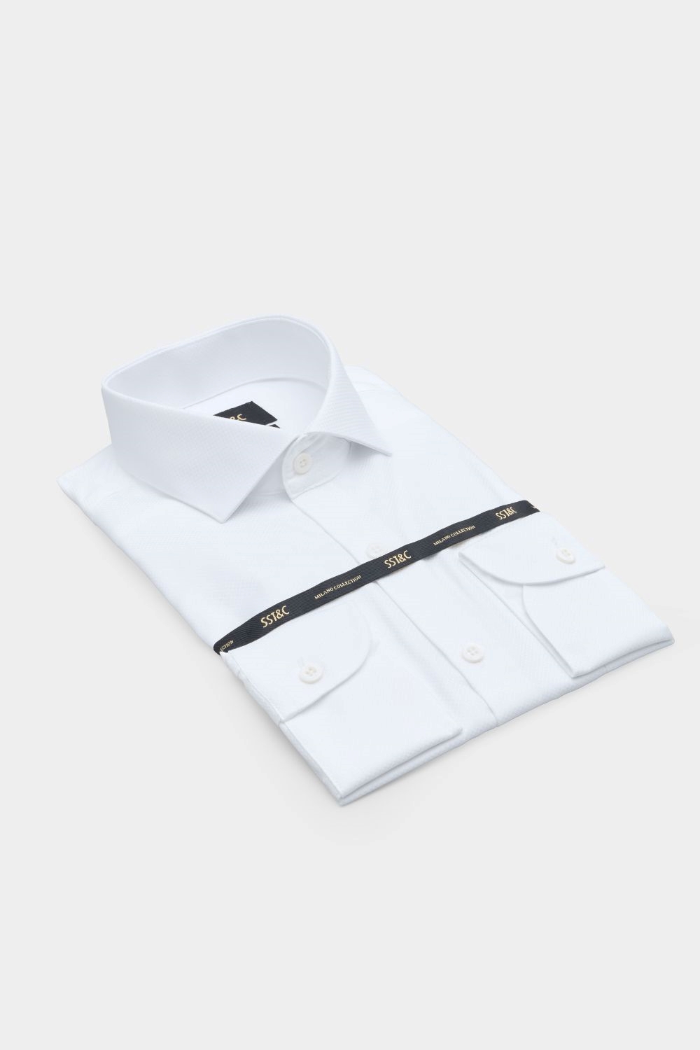 SST&C #Milan Series  White Textured Slim Fit Shirt | 00062409003_5