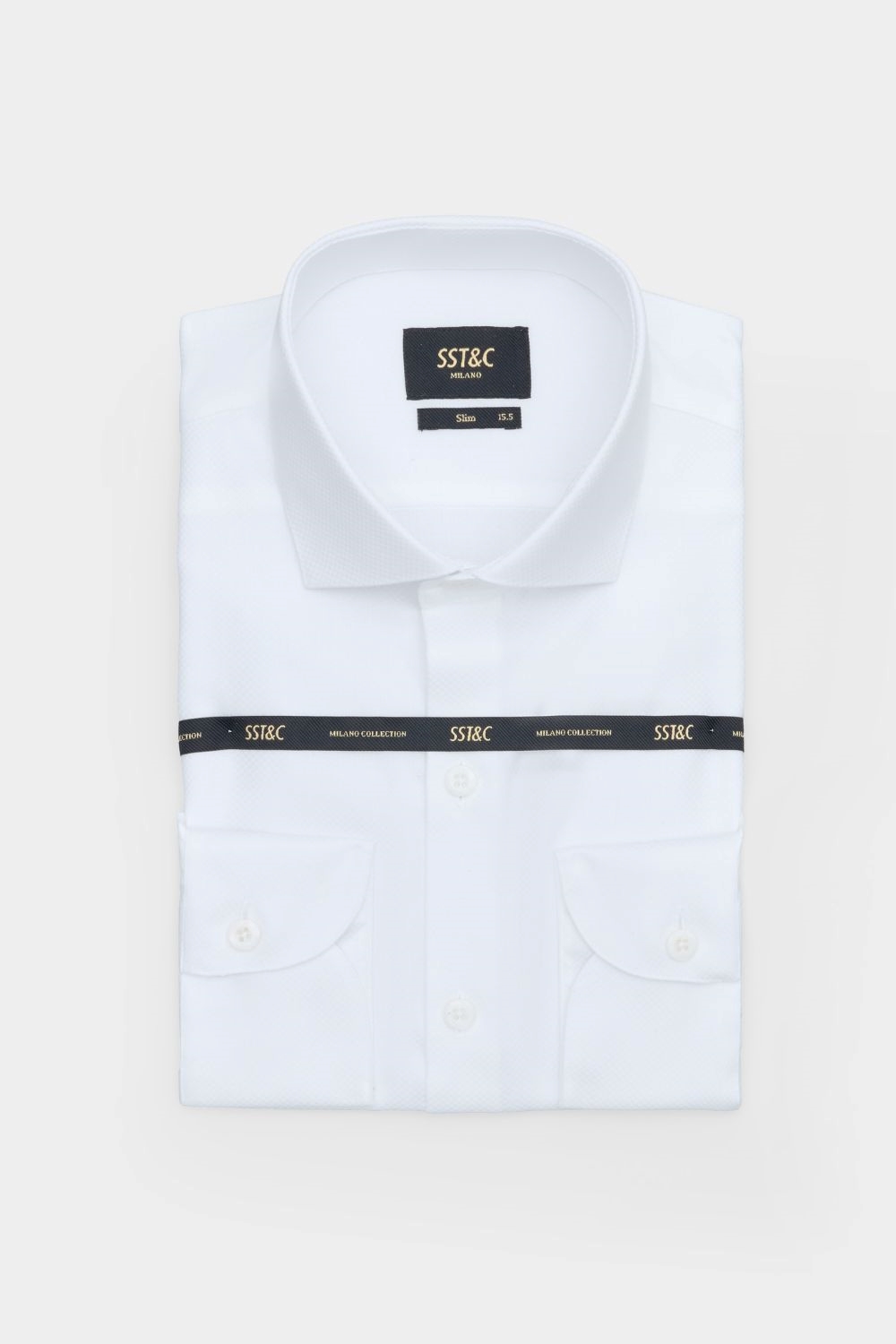 SST&C #Milan Series  White Textured Slim Fit Shirt | 00062409003_6