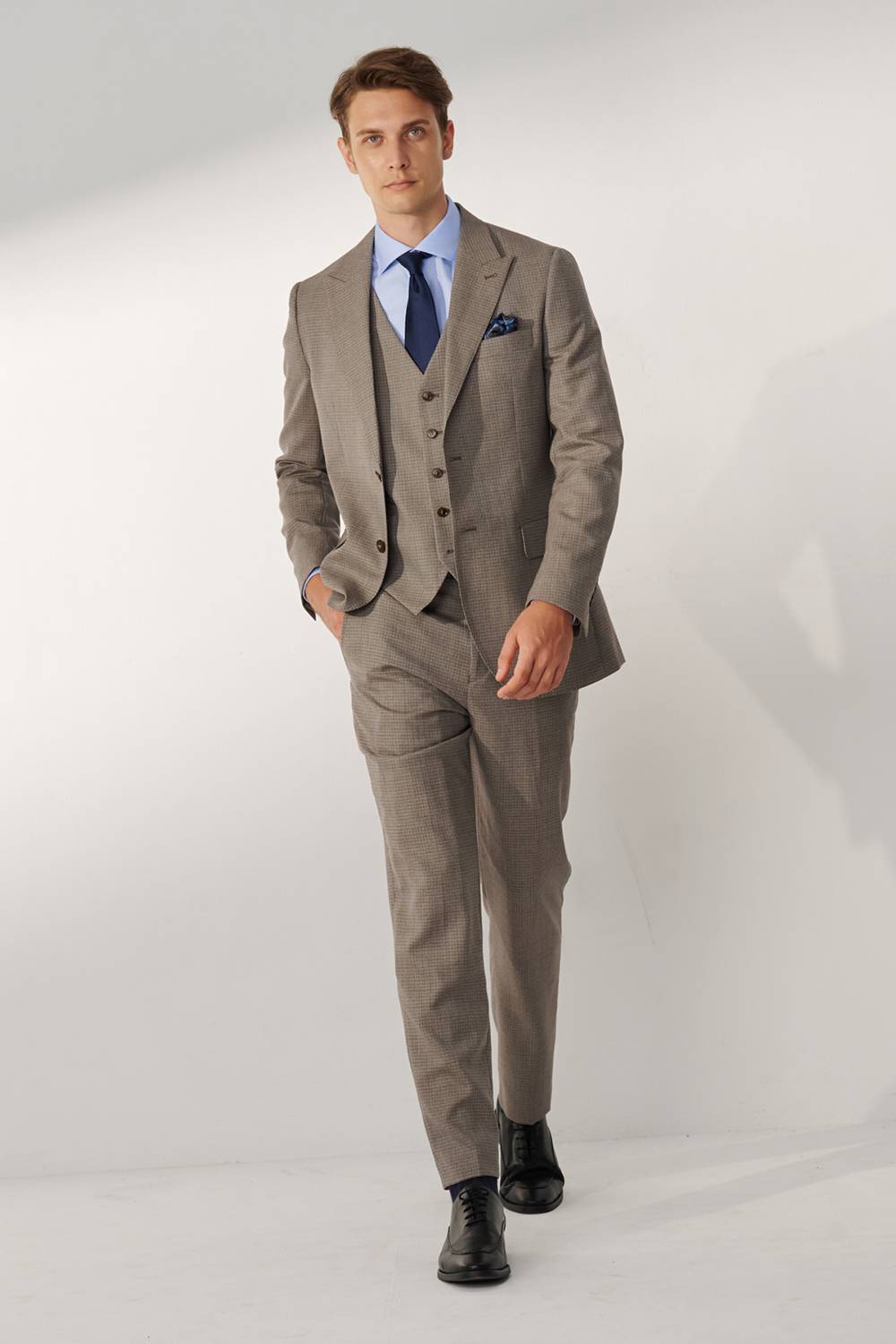 SST&C #Milan Series  Blue Textured Slim Fit Shirt | 00062409004_4