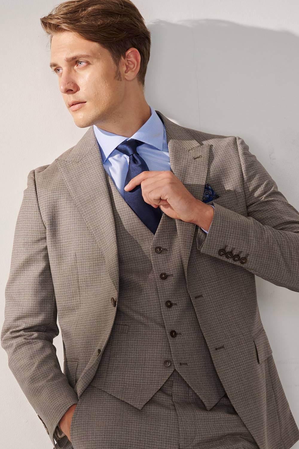SST&C #Milan Series  Blue Textured Slim Fit Shirt | 00062409004_6