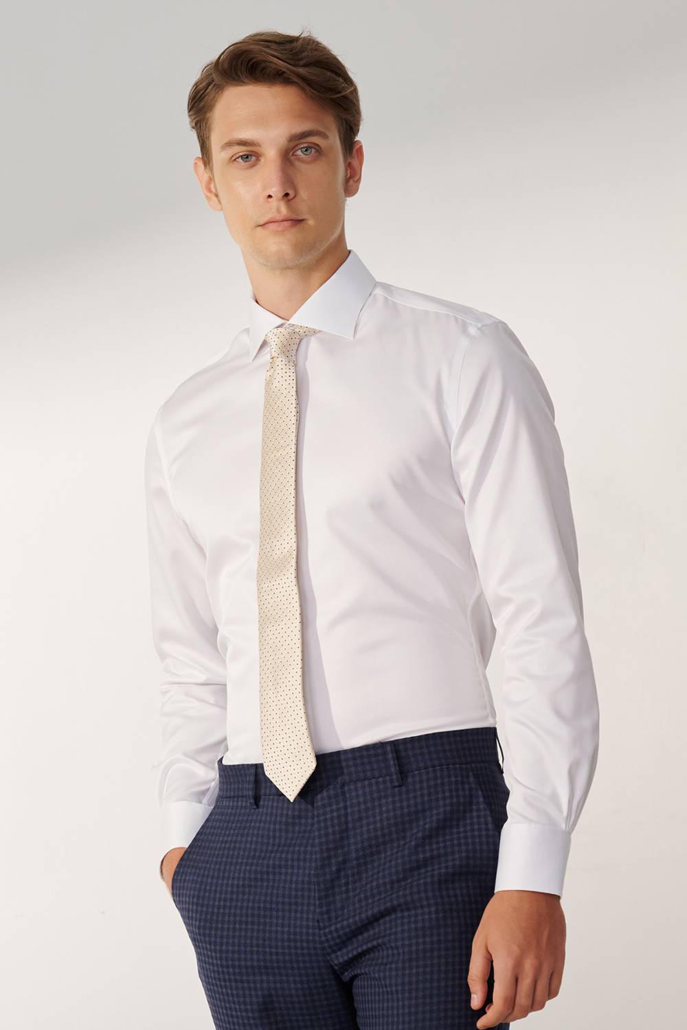 SST&C #Milan Series  White Plain Slim Fit Shirt | 00062409005_0