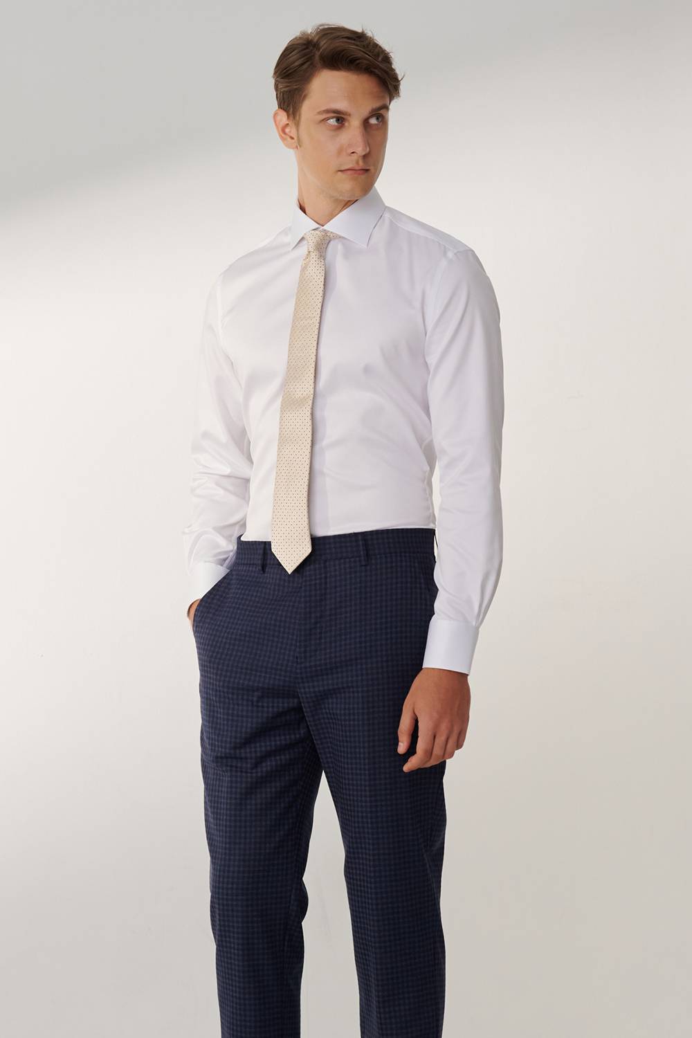 SST&C #Milan Series  White Plain Slim Fit Shirt | 00062409005_3