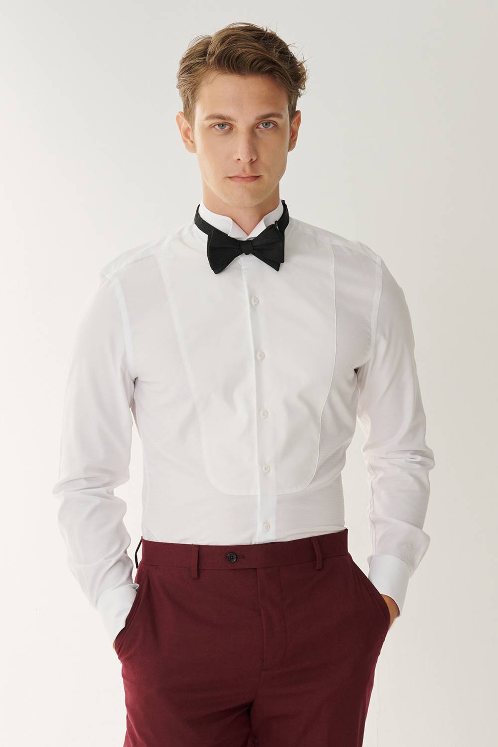 SST&C #Milan Series  White Patchwork Dress Style Slim Fit Shirt | 00062409010_0