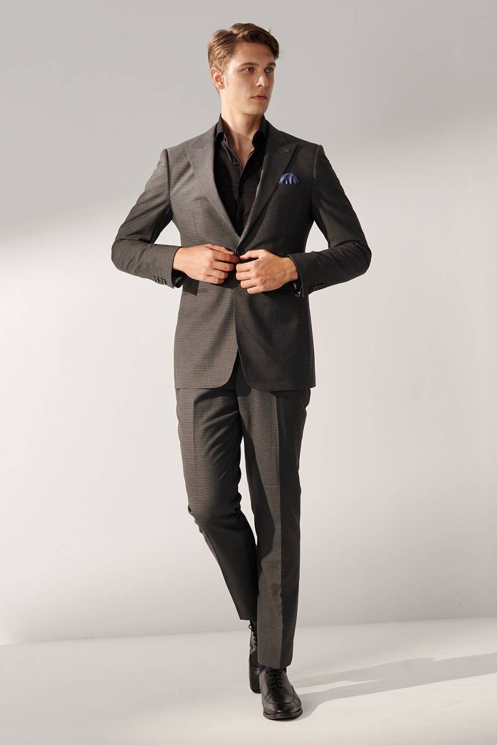 SST&C Black Textured Slim Fit Shirt | 00062409013_3