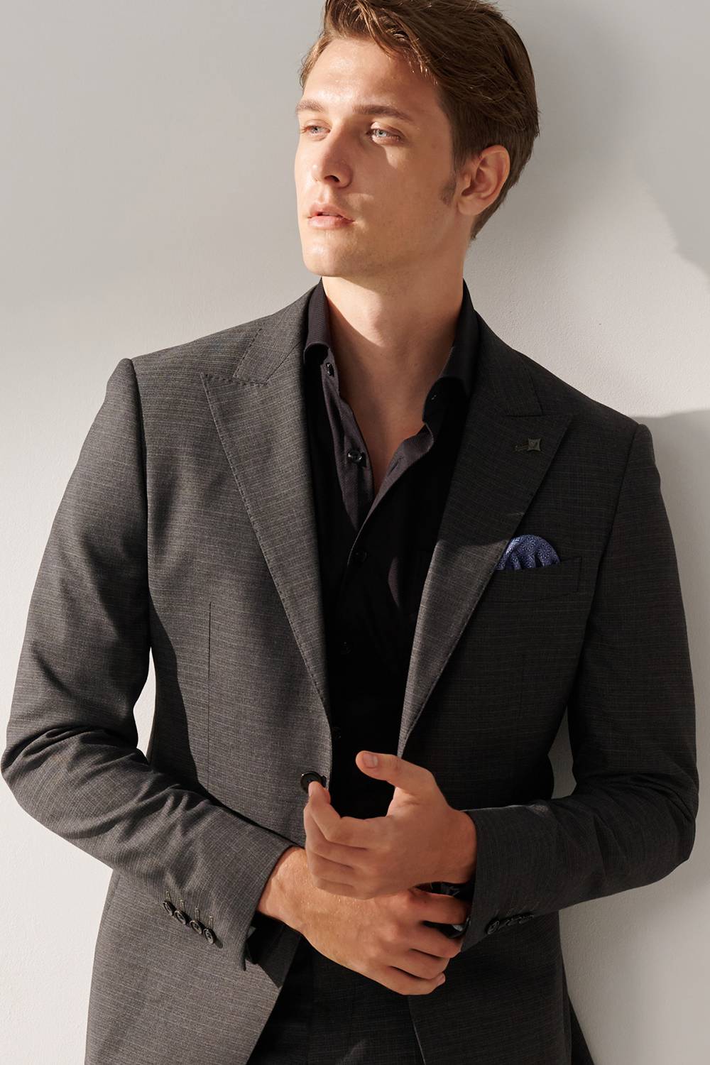 SST&C Black Textured Slim Fit Shirt | 00062409013_4