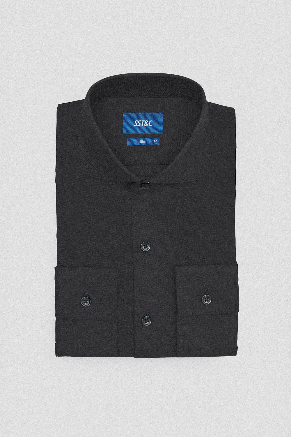 SST&C Black Textured Slim Fit Shirt | 00062409013_5
