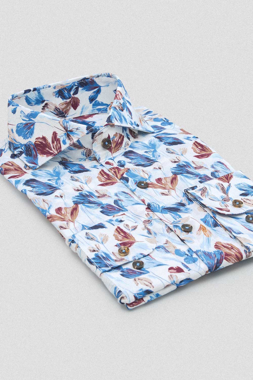 SST&C Blue Coffee Large Flower Print Slim Fit Shirt | 00062409015_8
