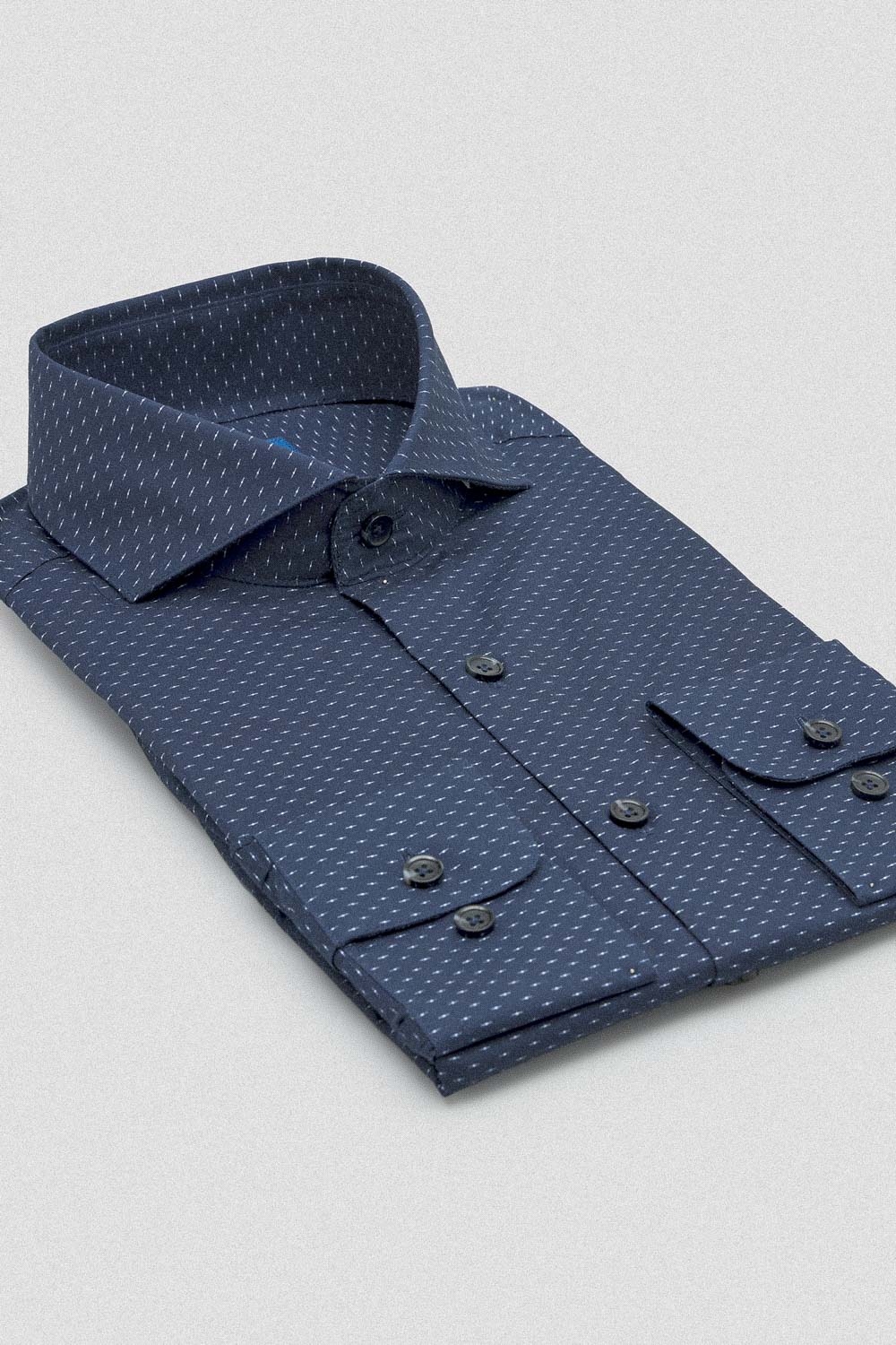 SST&C Navy Blue and White Dot Print Slim Fit Shirt | 00062409016_6