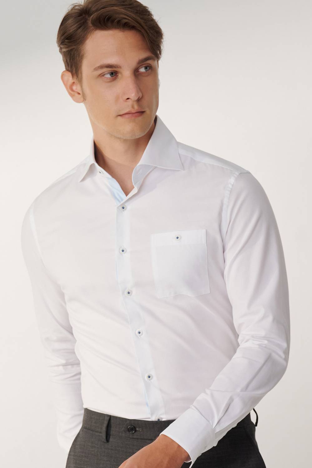 SST&C White Plain Slim Fit Shirt | 00062409017_1