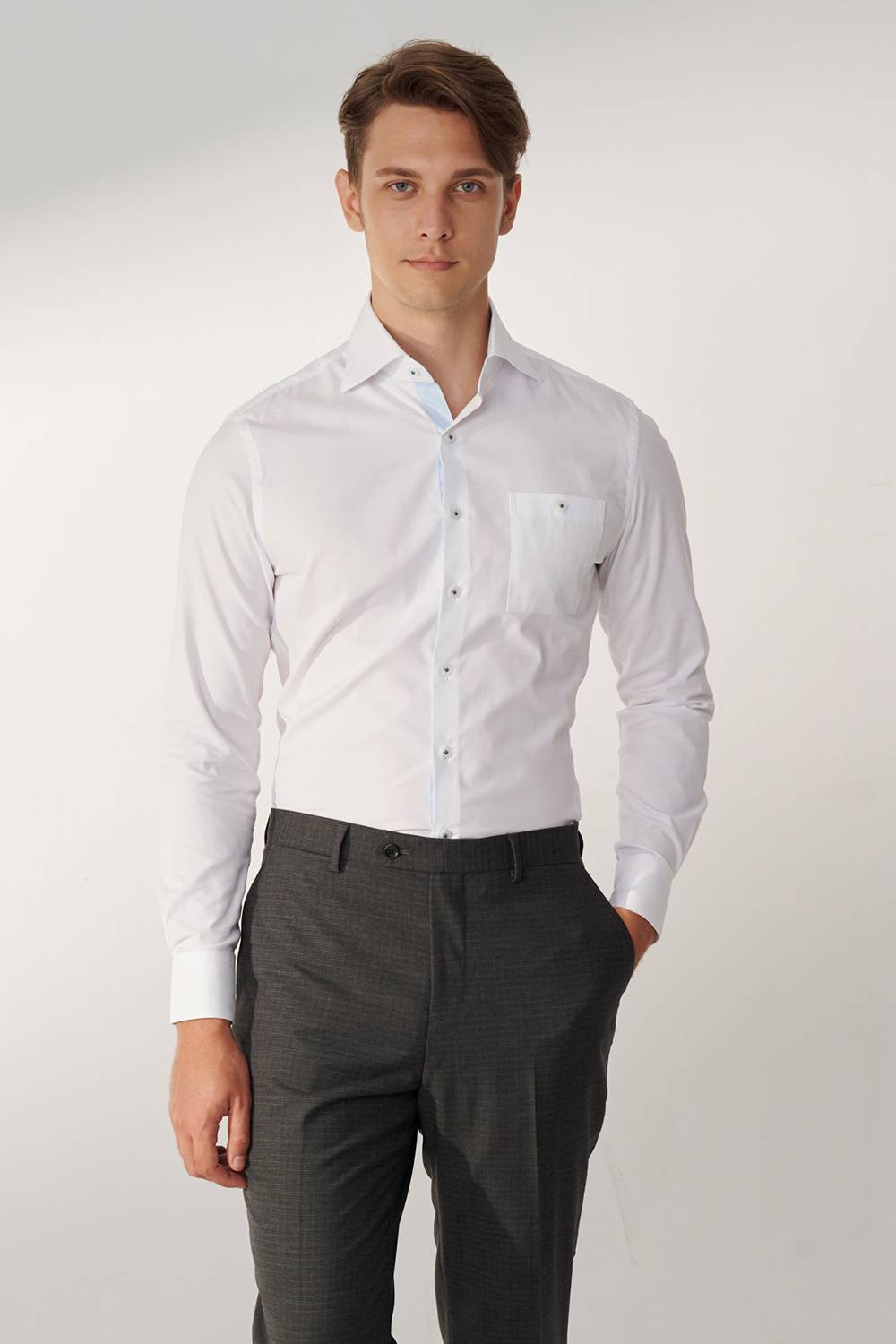SST&C White Plain Slim Fit Shirt | 00062409017_2