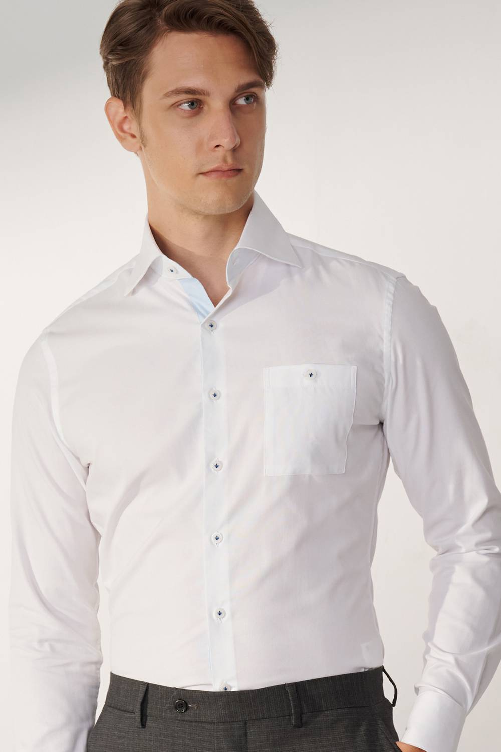 SST&C White Plain Slim Fit Shirt | 00062409017_3
