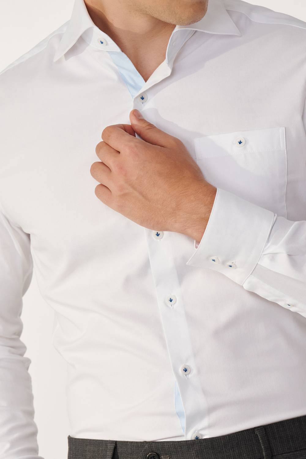 SST&C White Plain Slim Fit Shirt | 00062409017_4