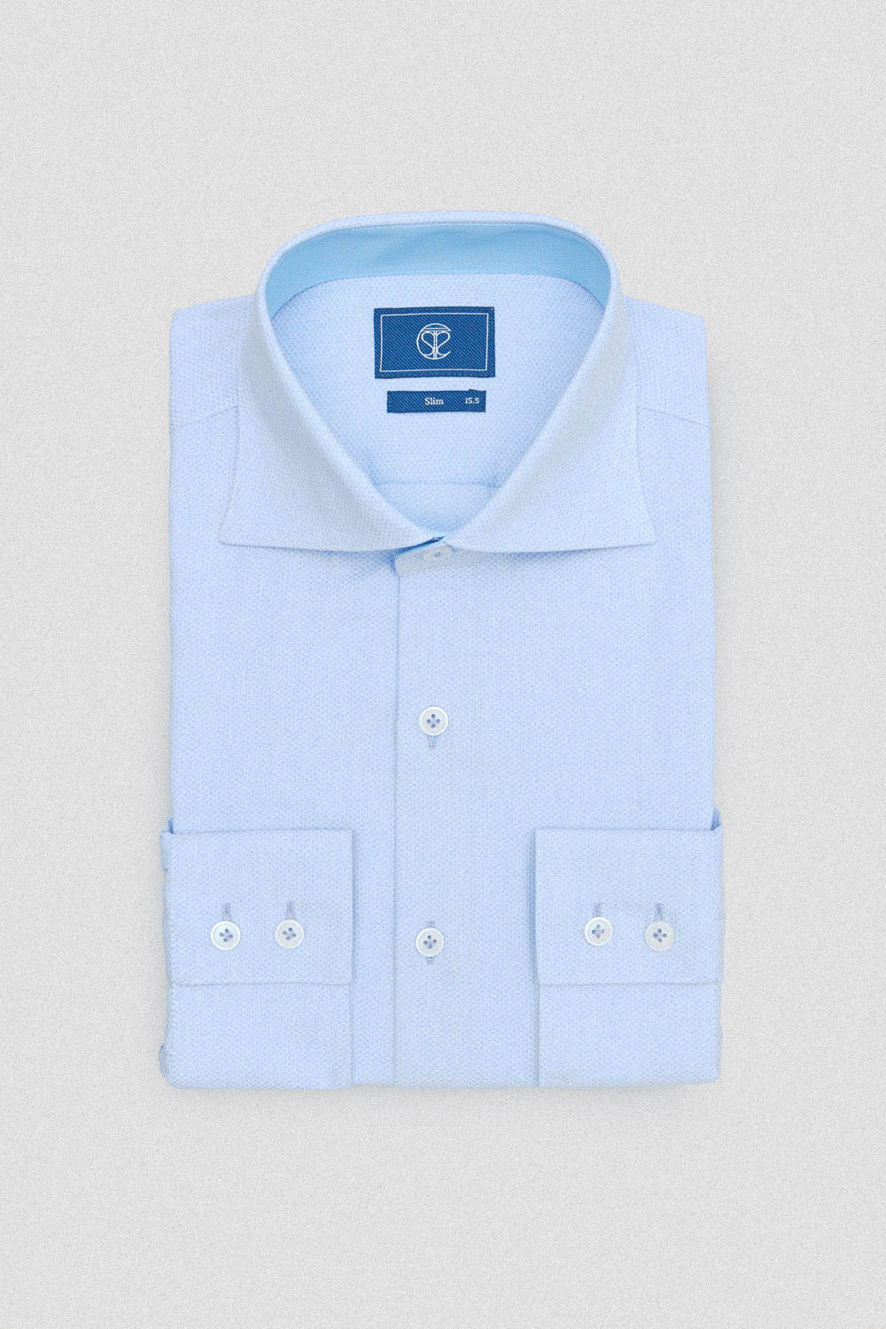 SST&C Blue Textured Slim Fit Shirt | 00062409018_5