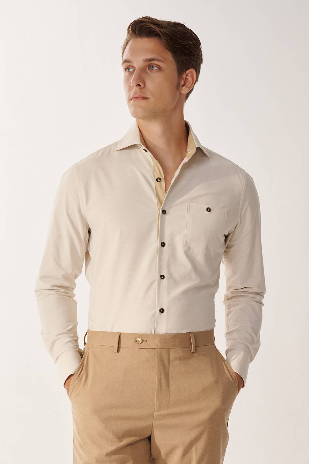 SST&C Khaki Slim Fit Shirt | 00062409019_0