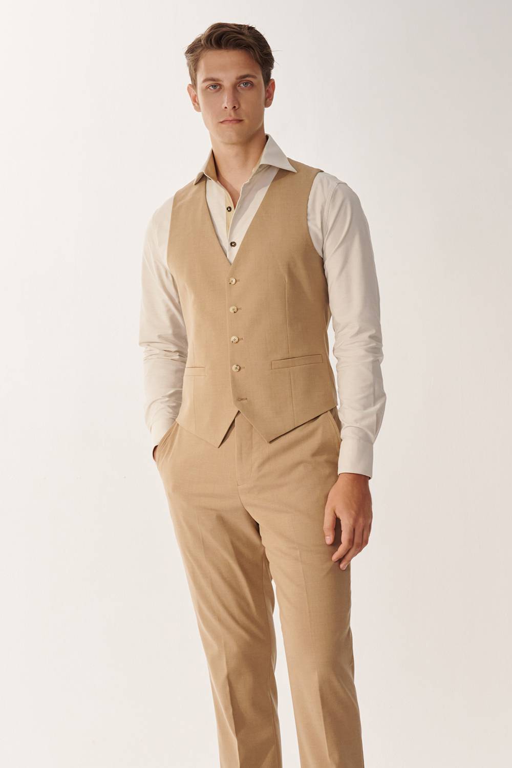 SST&C Khaki Slim Fit Shirt | 00062409019_3