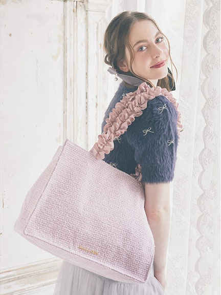 【WEB限定】千鳥格圖案荷葉捲邊方形托特包【M】(8S43F0J0500) - Maison de FLEUR