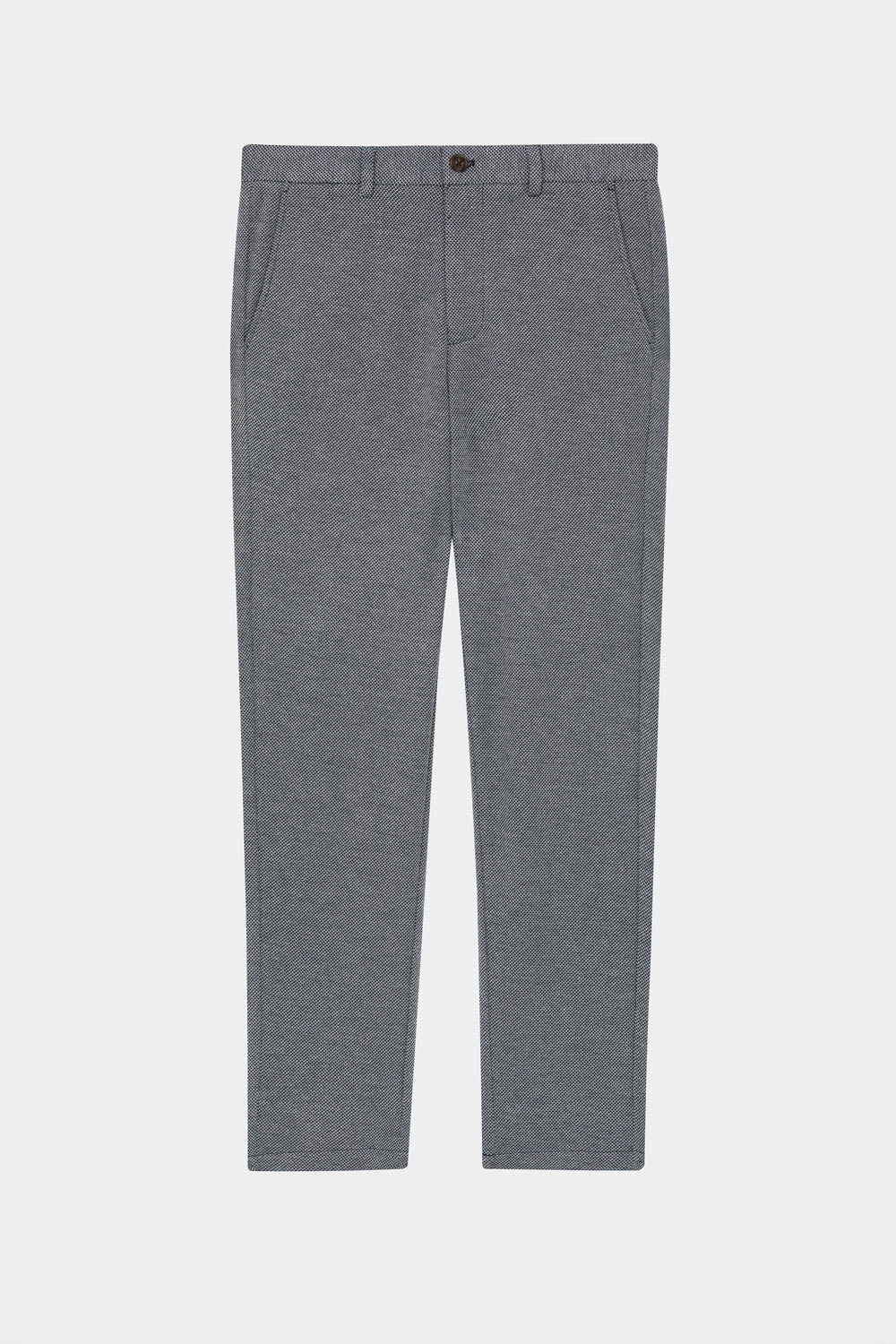 SST&C Dark Blue Diamond Pattern Slim Fit Stretch Knit Casual Trousers | 00162409003_7