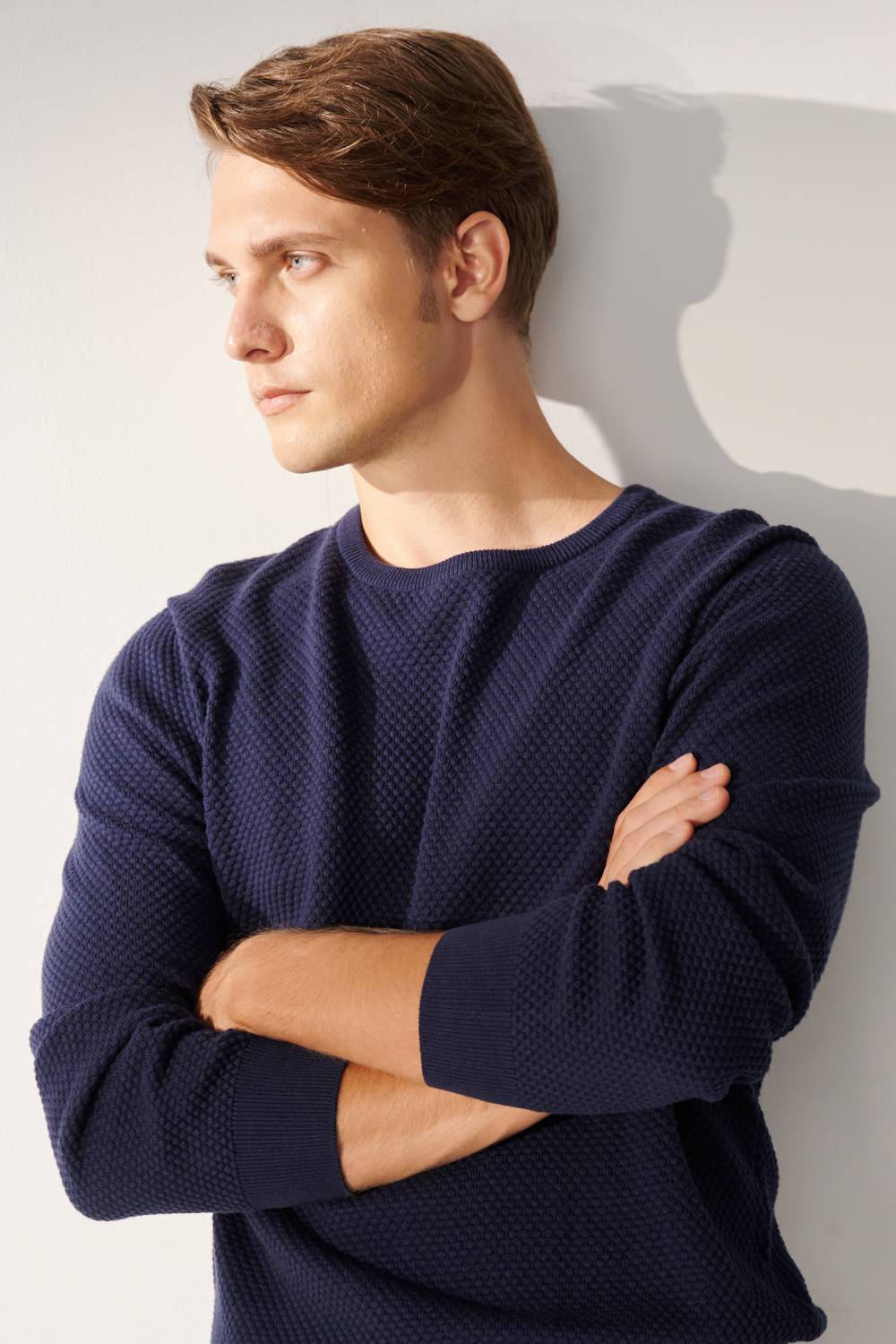 SST&C Dark Royal Blue Cotton Crew Neck Sweater | 00182409006_1