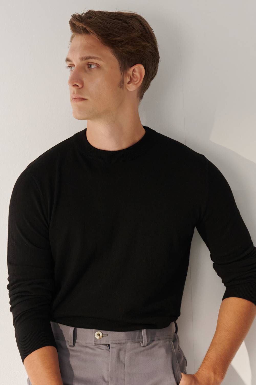 SST&C Black Turtleneck Wool-Blend Sweater | 00182409007_1