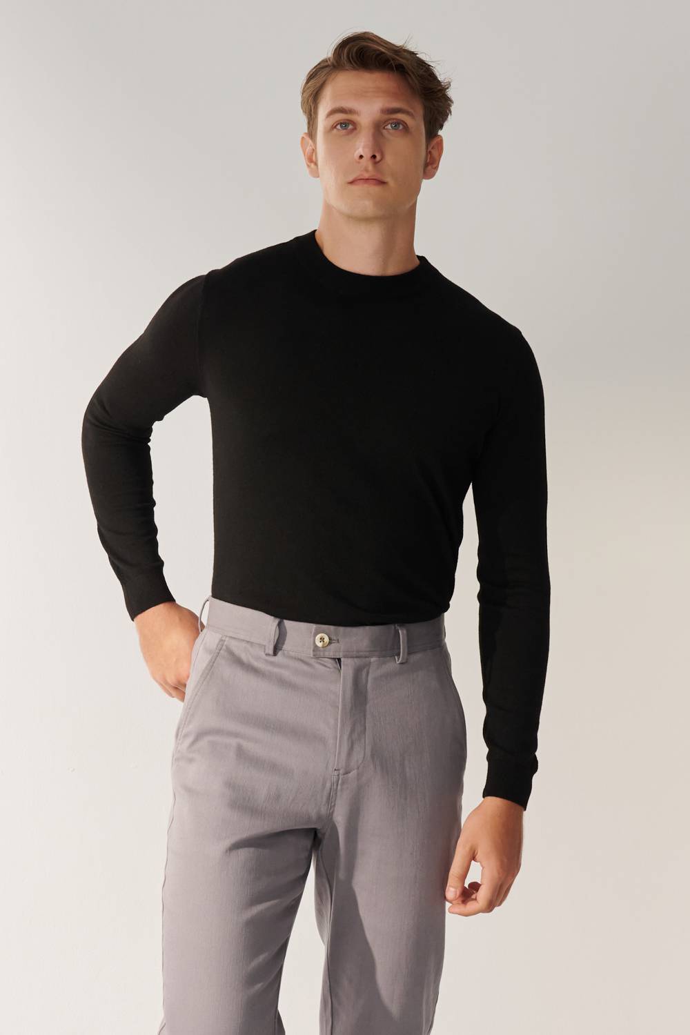 SST&C Black Turtleneck Wool-Blend Sweater | 00182409007_2