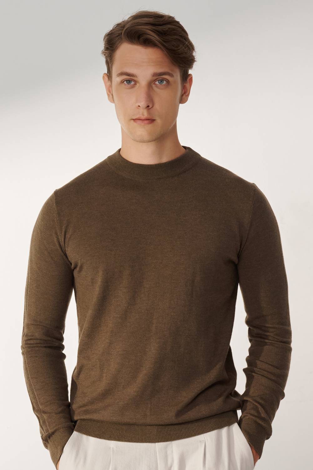 SST&C Dark Green Half Turtleneck Wool Blend Sweater | 00182409008_1