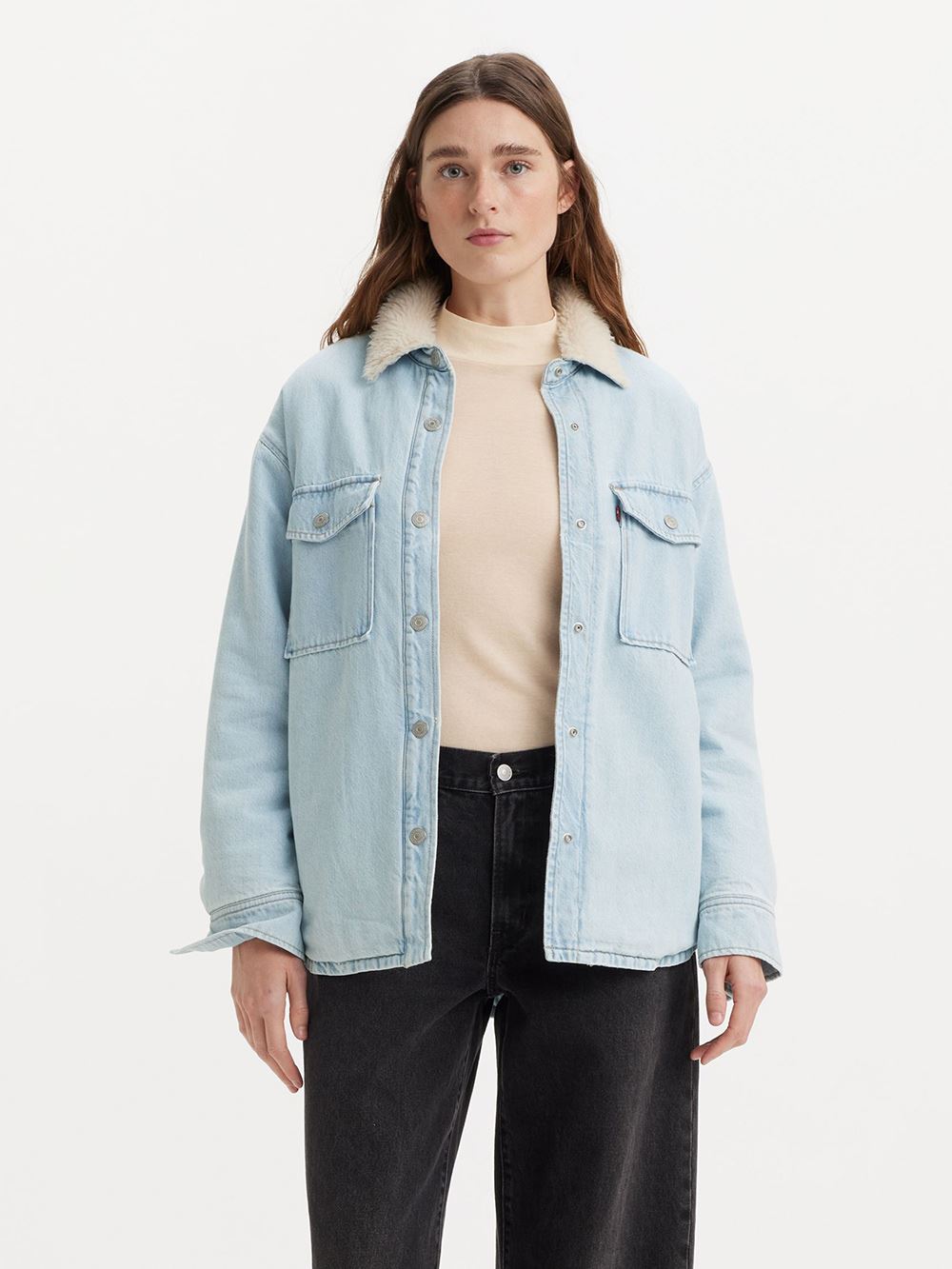 Levi’s® 女款 鋪毛翻領丹寧牛仔外套 人氣新品