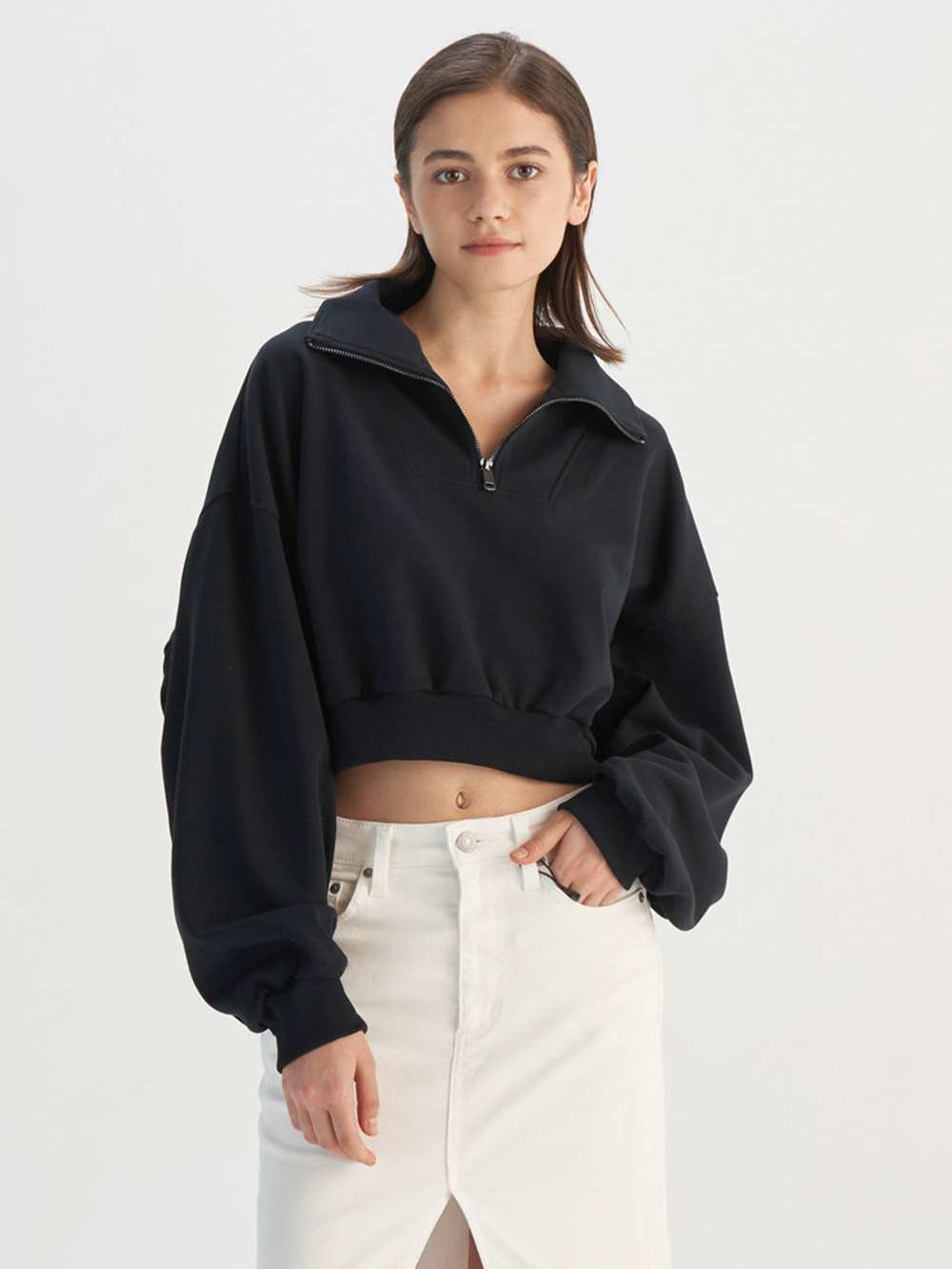 Levi’s® 女款 短版長T 長袖上衣 1/4 拉鍊  熱賣單品