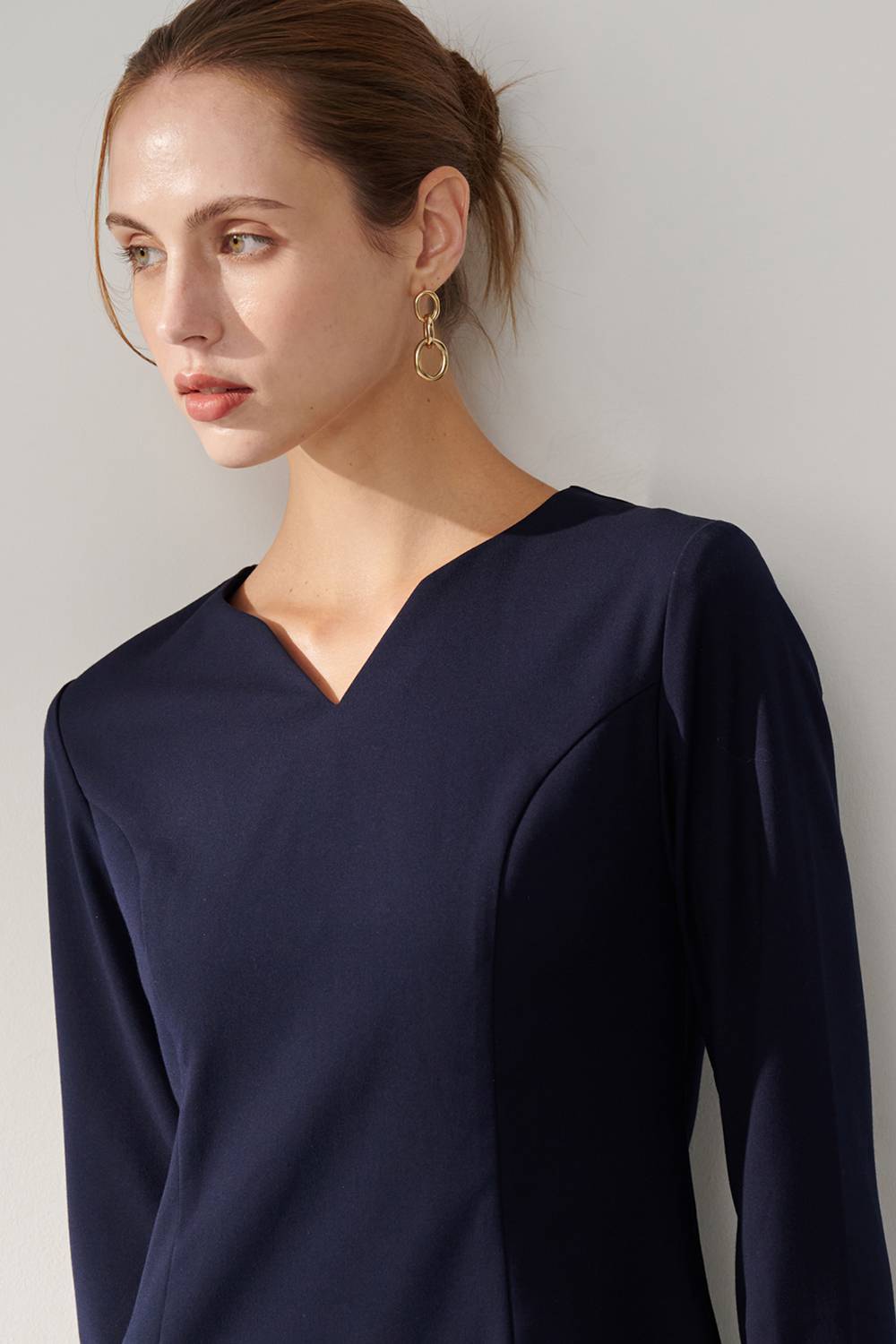 SST&C Dark Blue V-Neck Dress | 01222409001_6