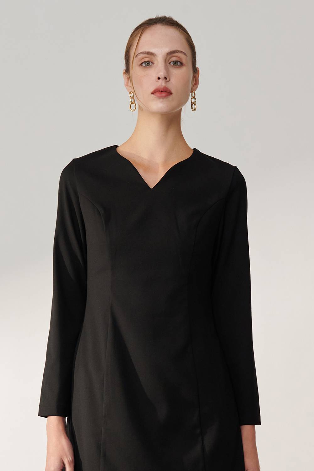 SST&C Black Style V-Neck Dress | 01222409002_5