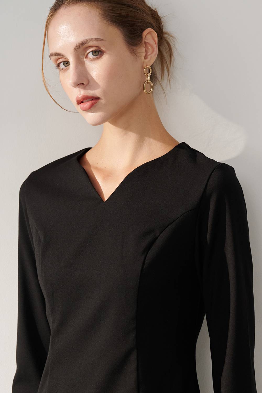SST&C Black Style V-Neck Dress | 01222409002_6