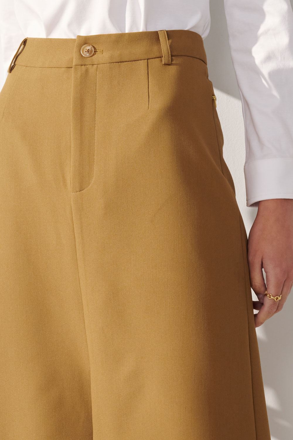 SST&C Khaki A-Line Slit Midi Skirt | 01232409001_6