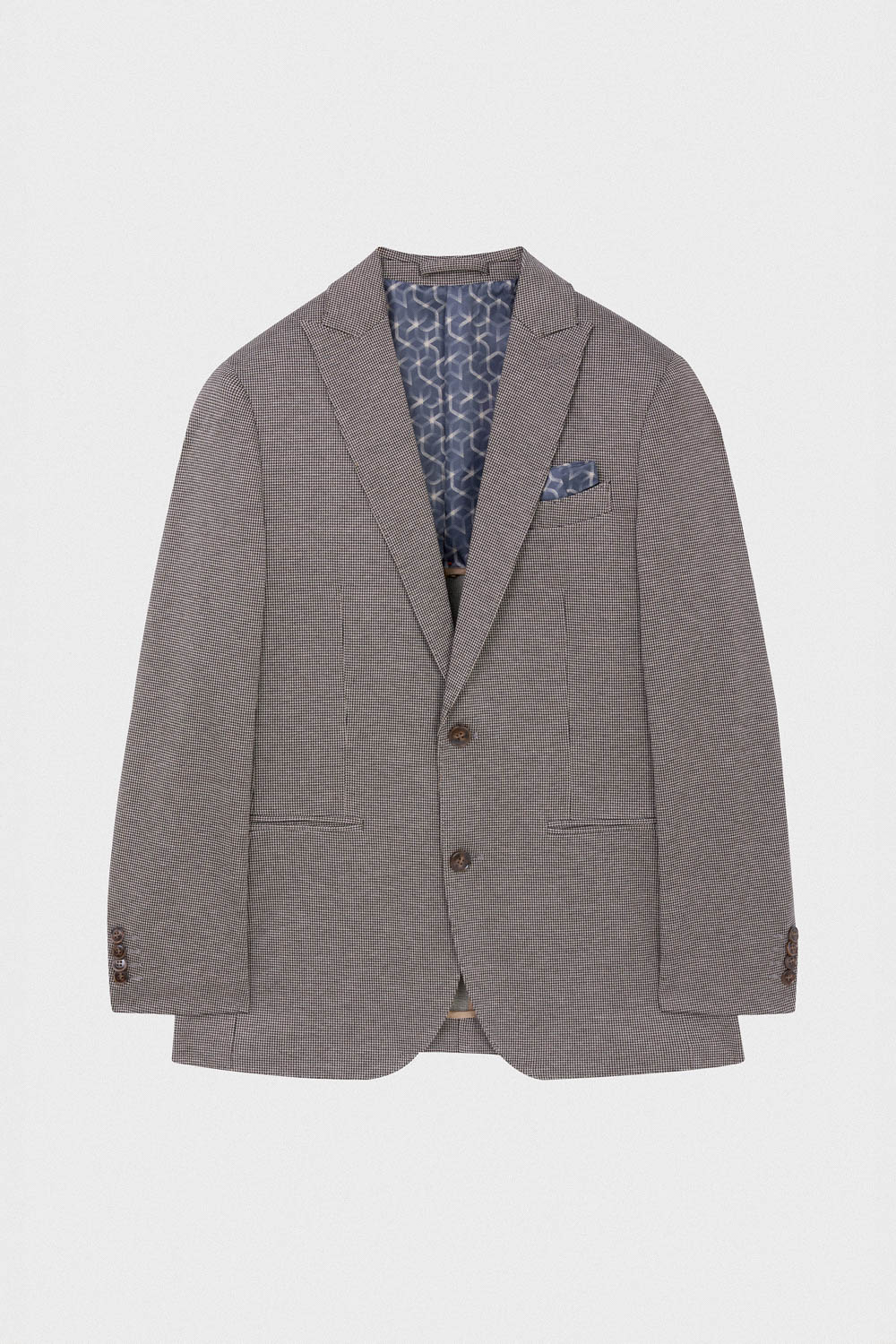 SST&C Hazelnut Brown Houndstooth Slim Fit Stretch Knit Casual Suit Jacket | 00112409002_4