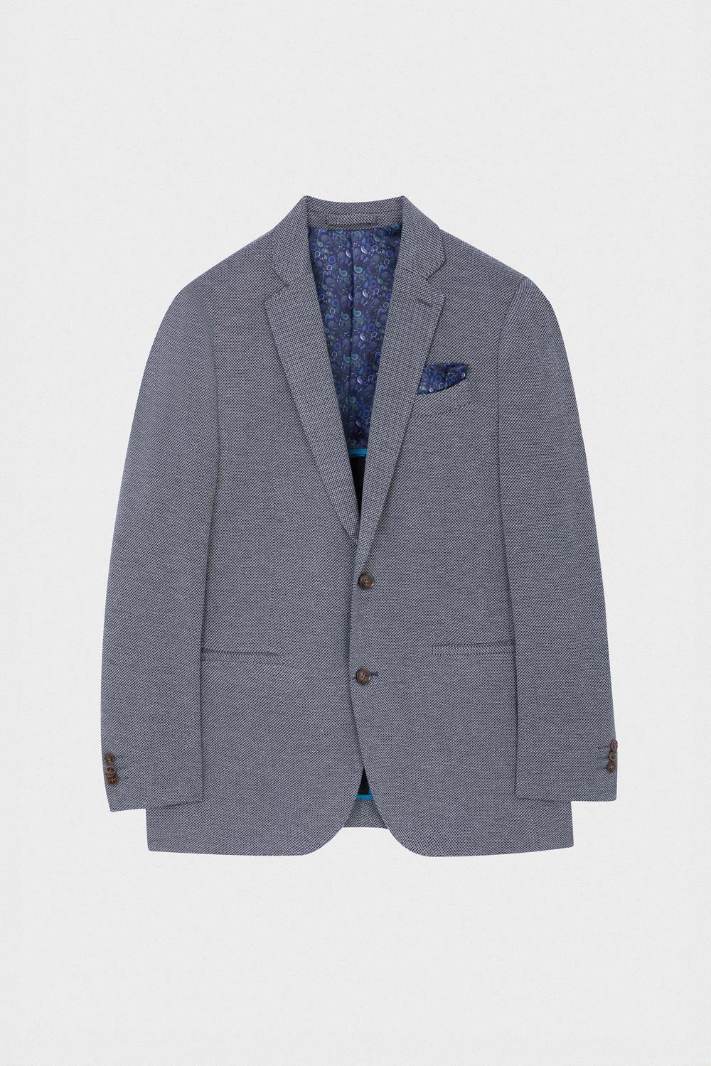 SST&C Dark Blue Diamond Pattern Slim Fit Stretch Knit Casual Suit Jacket | 00112409003_5
