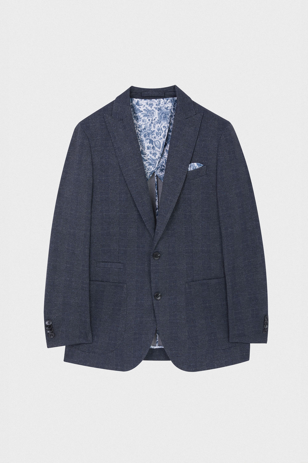 SST&C Dark Gray and Blue Check Pattern Slim Fit Stretch Knit Casual Suit Jacket | 00112409004_5