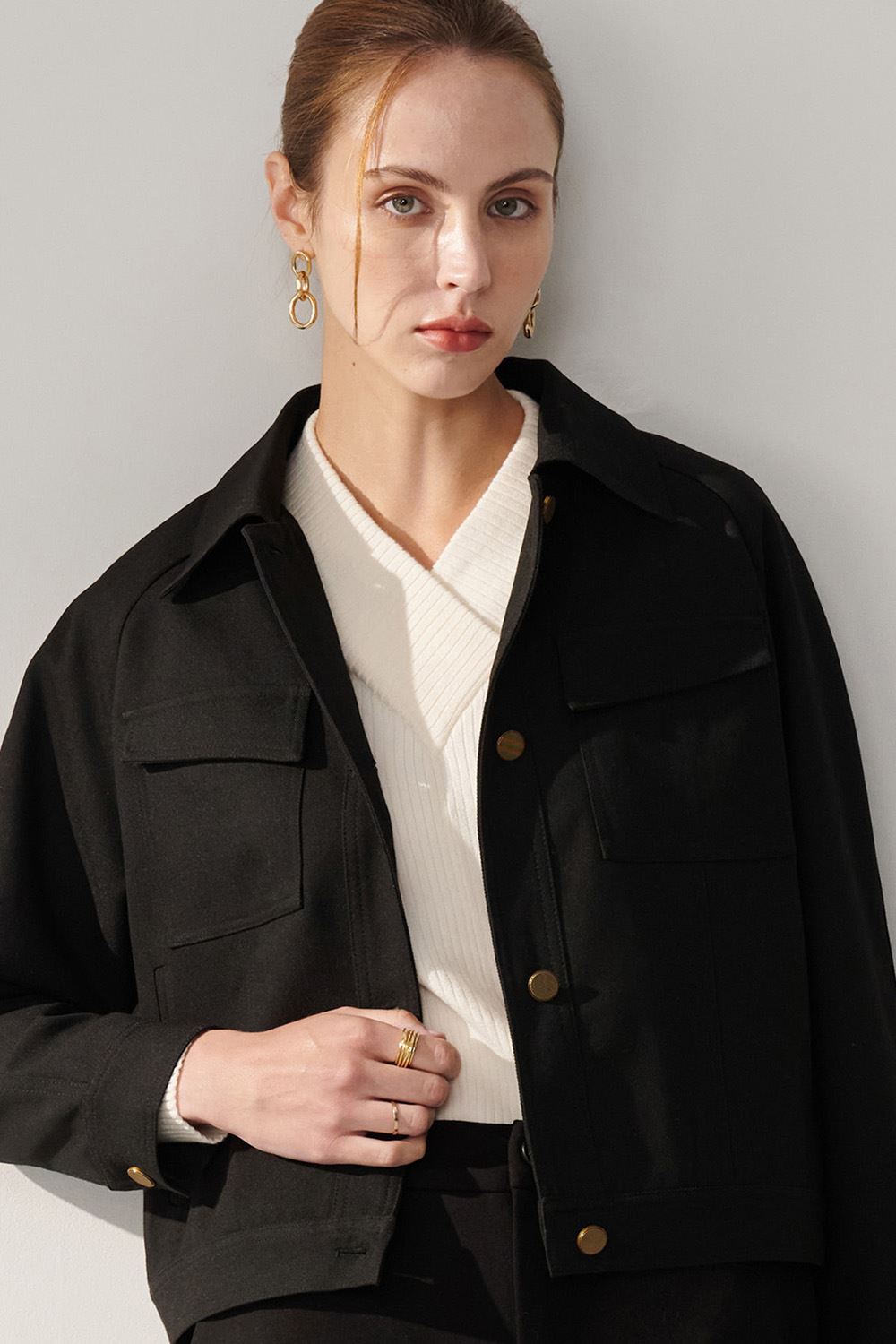 SST&C White Turtleneck Sweater | 01182409004_5