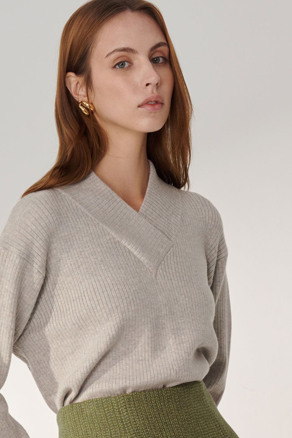 SST&C Gray Turtleneck Sweater | 01182409005_1