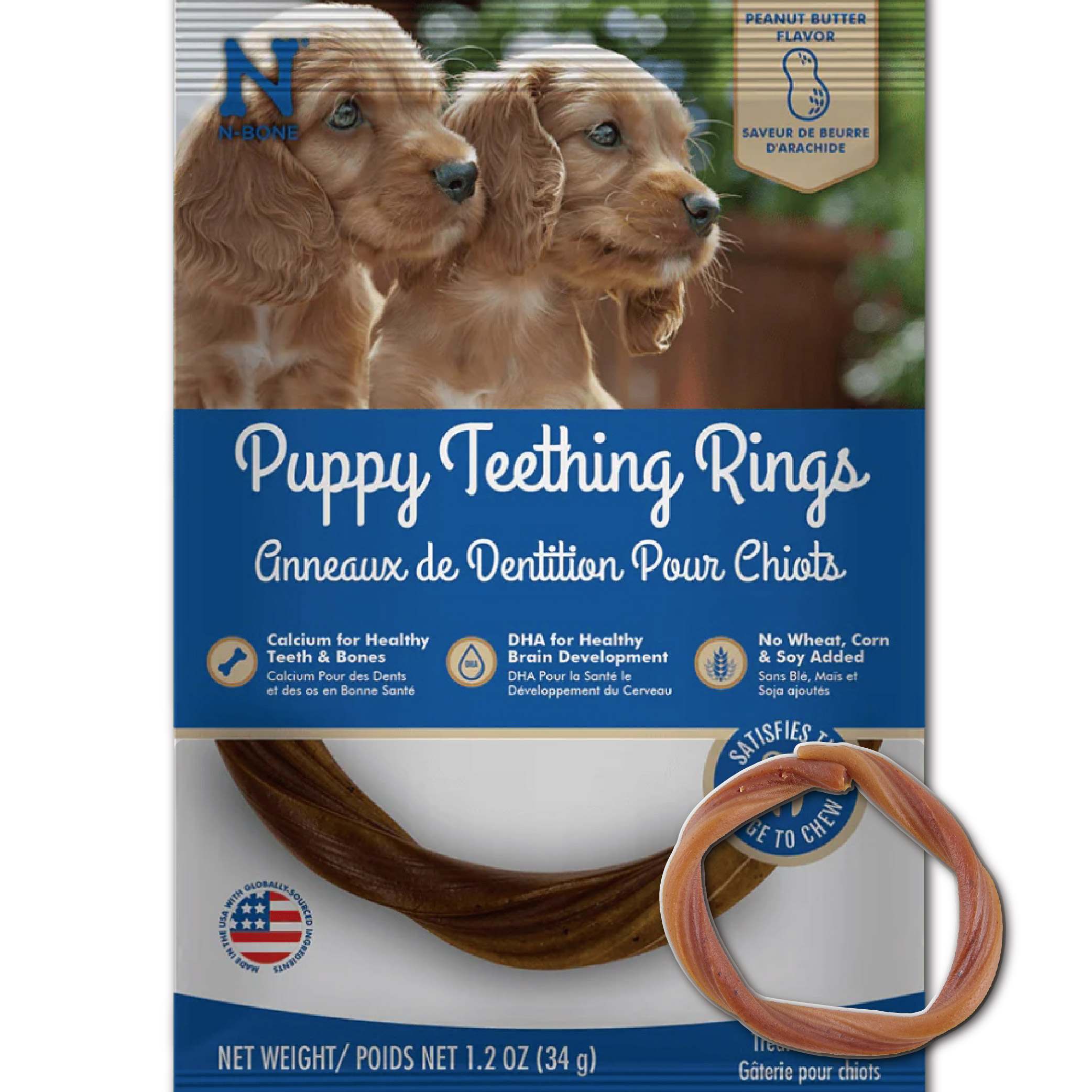 Puppy Teething Rings 犬用耐咀嚼DHA趣味潔牙圈 單圈 花生風味 34g/包 小狗幼犬長牙摩擦牙齦止癢專用_0