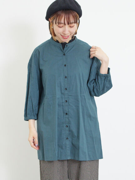 滿版圖案刺繡拼接排釦圓領襯衫(FL43L0G0180) - Samansa Mos2