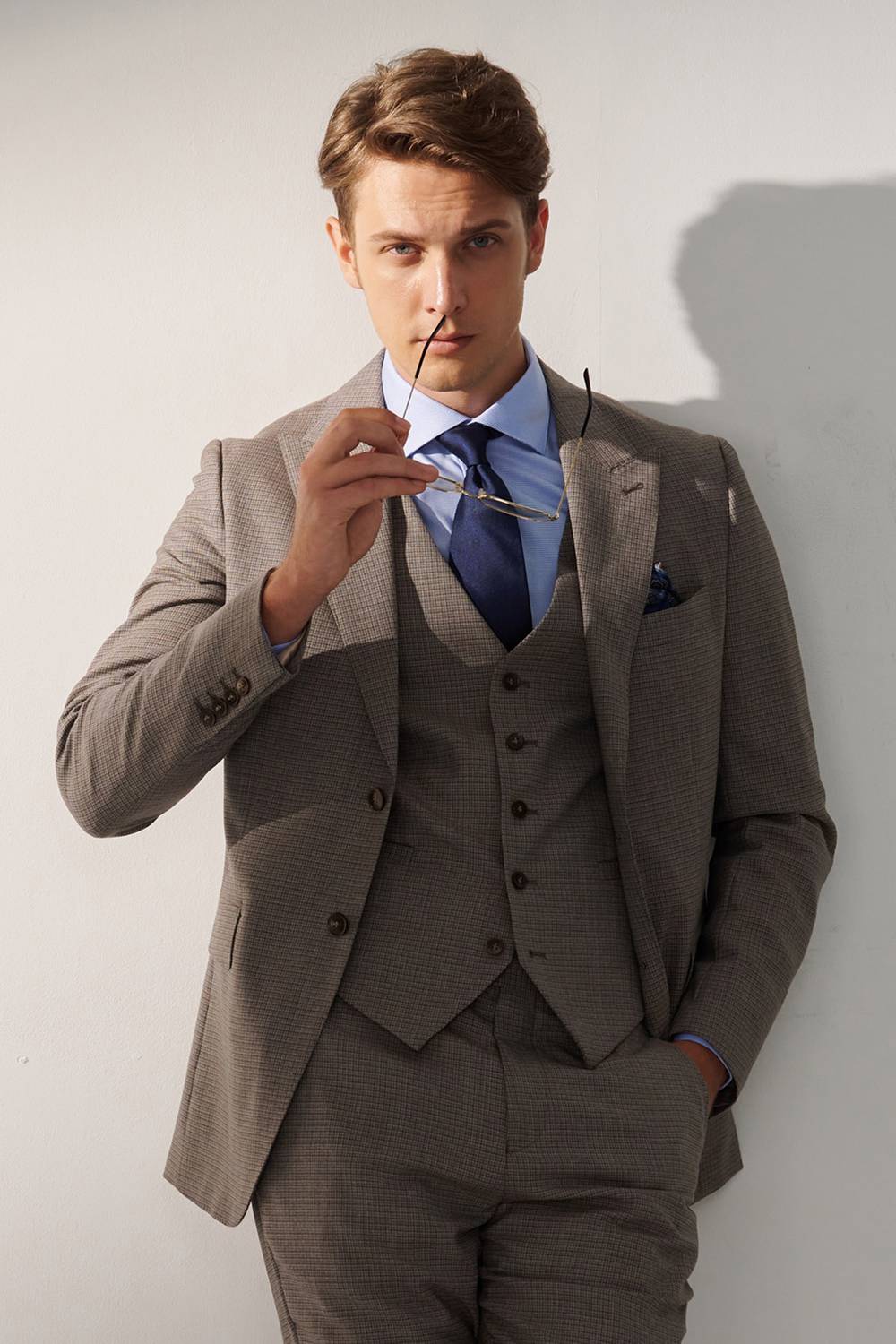 SST&C #Milan Series  Pink Check Pattern Slim Fit Suit Jacket | 00012409001_0