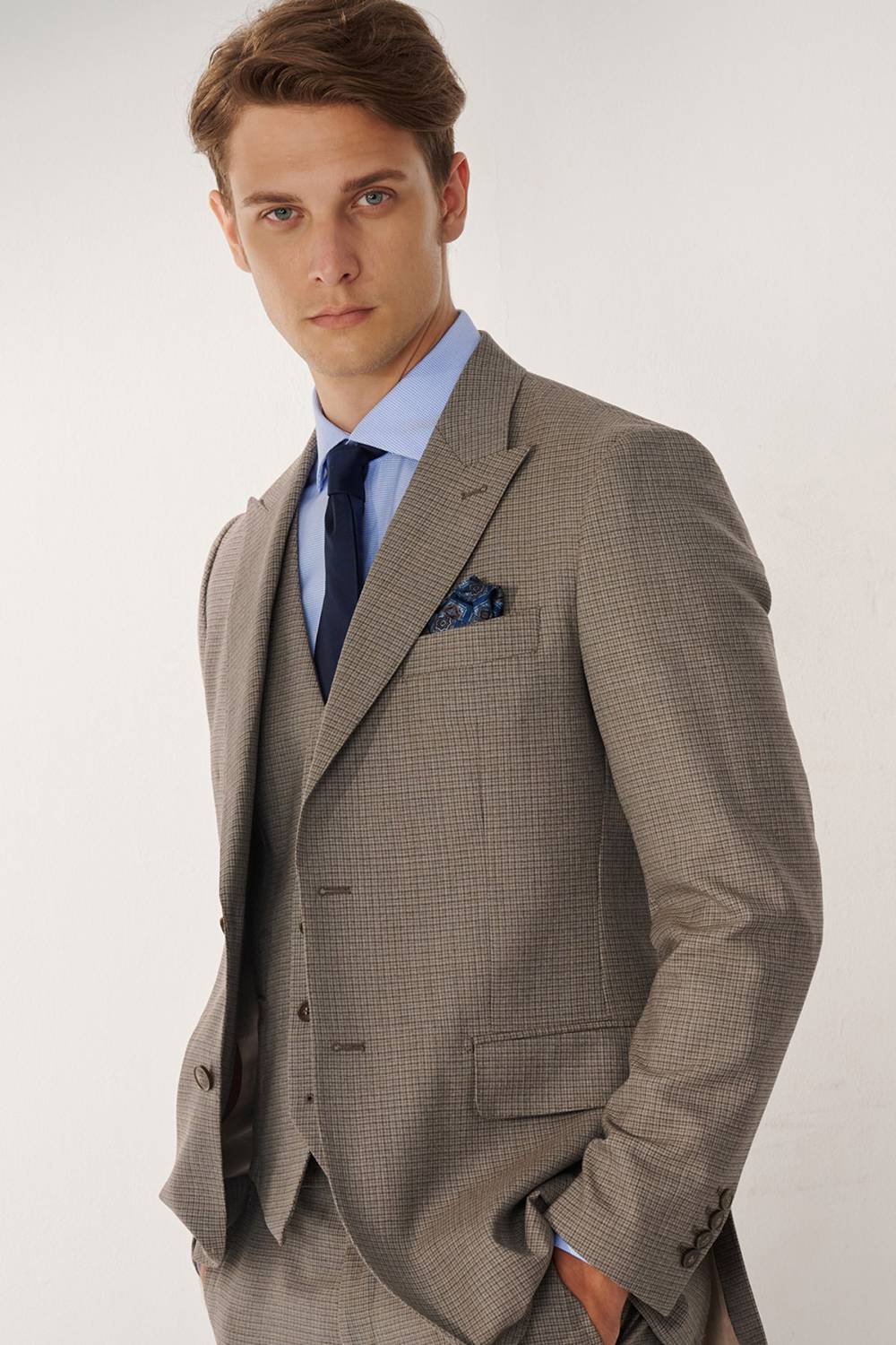 SST&C #Milan Series  Pink Check Pattern Slim Fit Suit Jacket | 00012409001_4