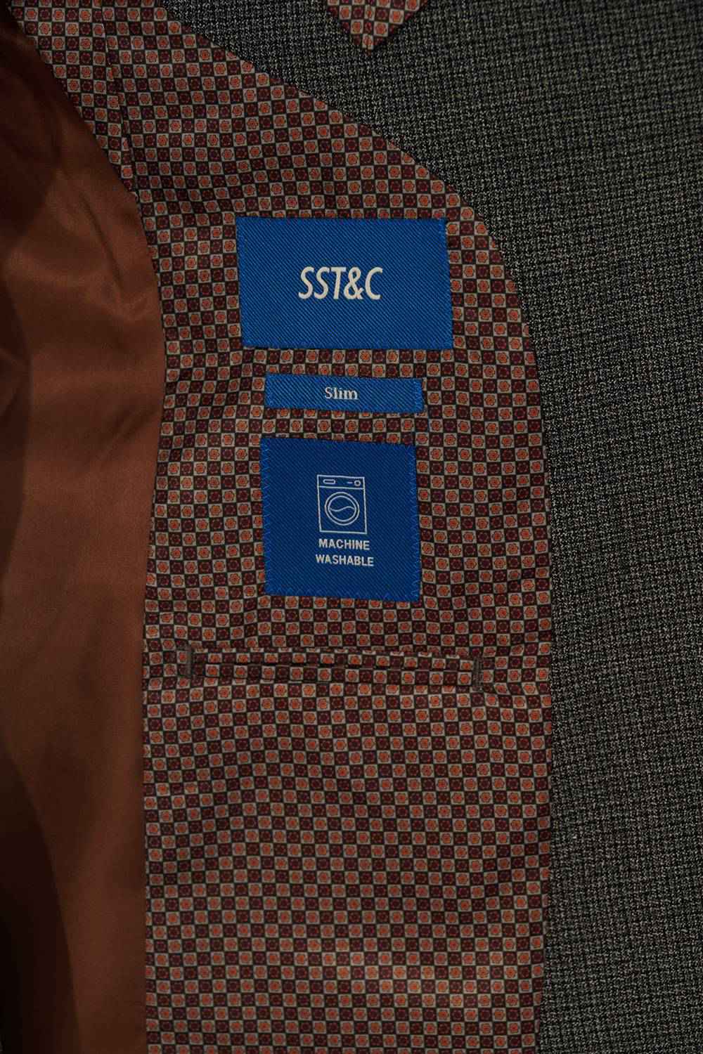 SST&C #Machine Washable Series  Charcoal Gray Check Pattern Slim Fit Suit Jacket | 00012409004_5