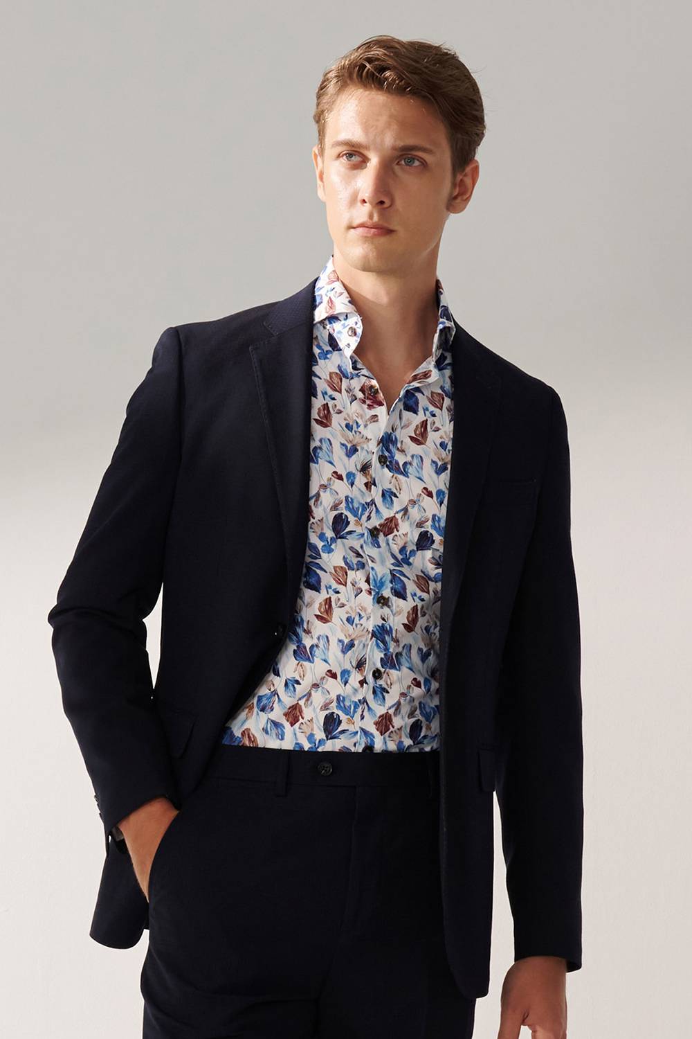 SST&C #Machine Washable Series  Navy Textured Tailored Suit Jacket | 00012409007_0