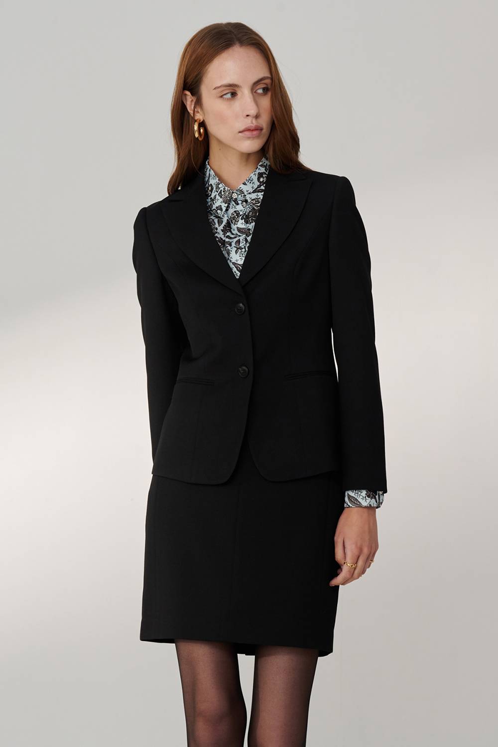 SST&C Black Grain Texture Design Tailoring Skirt | 01042409005_1