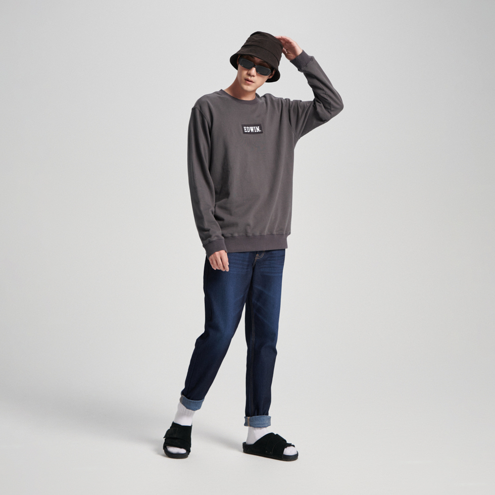 EDWIN｜男裝｜BOX LOGO繡花長袖T恤