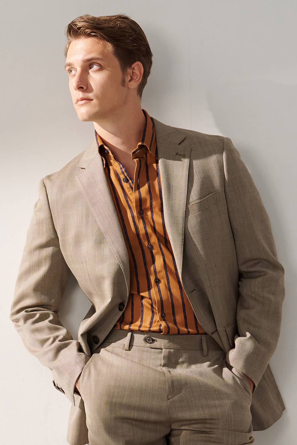 SST&C #Machine Washable Series  Light Brown Textured Classic Suit Jacket | 00012409008_0