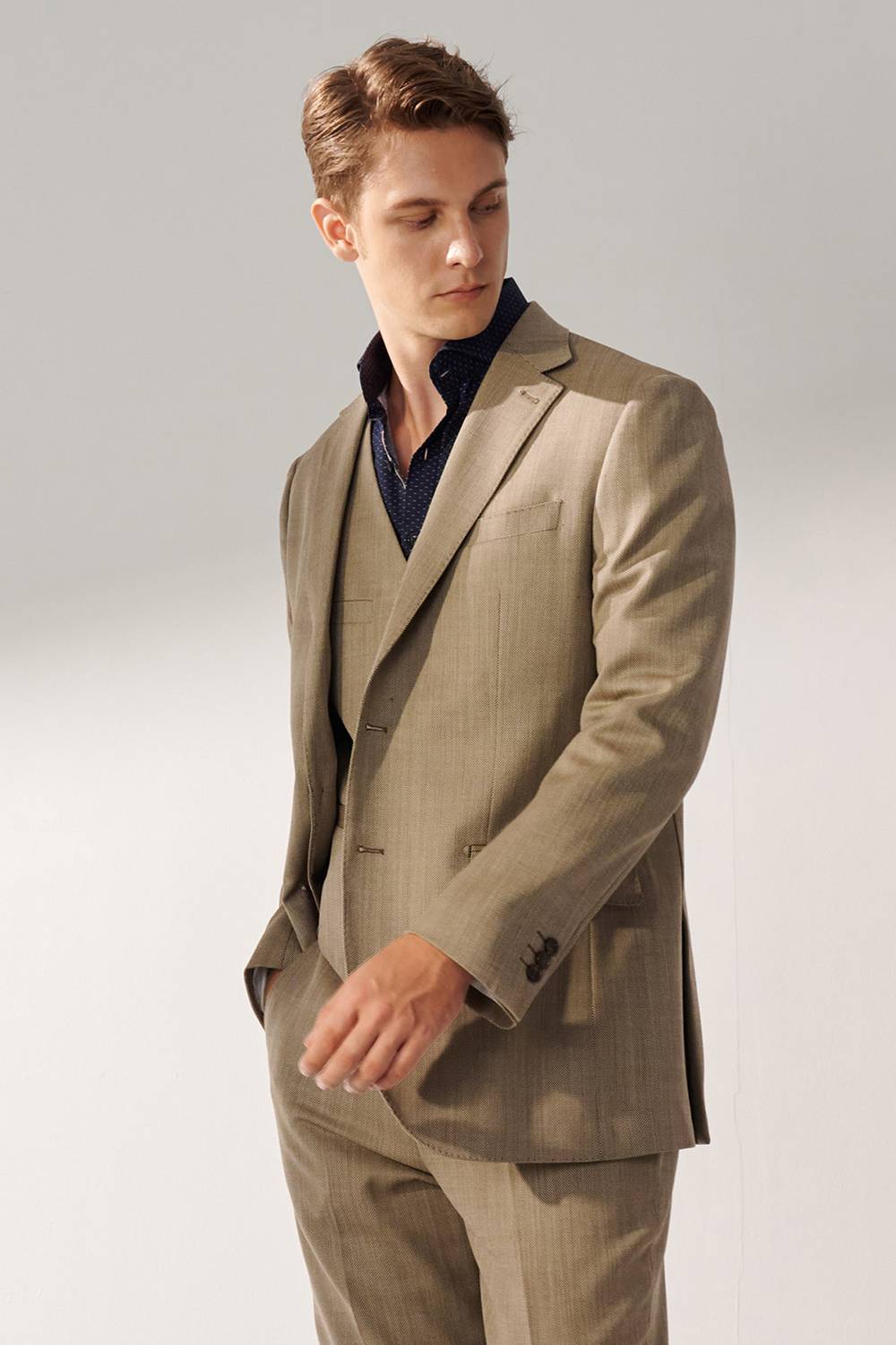 SST&C #Machine Washable Series  Light Brown Textured Classic Suit Jacket | 00012409008_2
