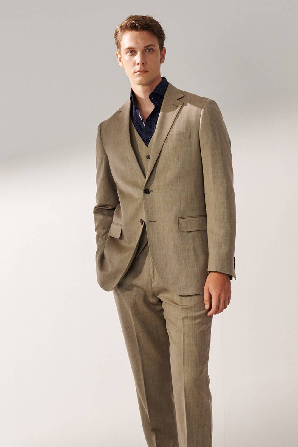 SST&C #Machine Washable Series  Light Brown Textured Classic Suit Jacket | 00012409008_3