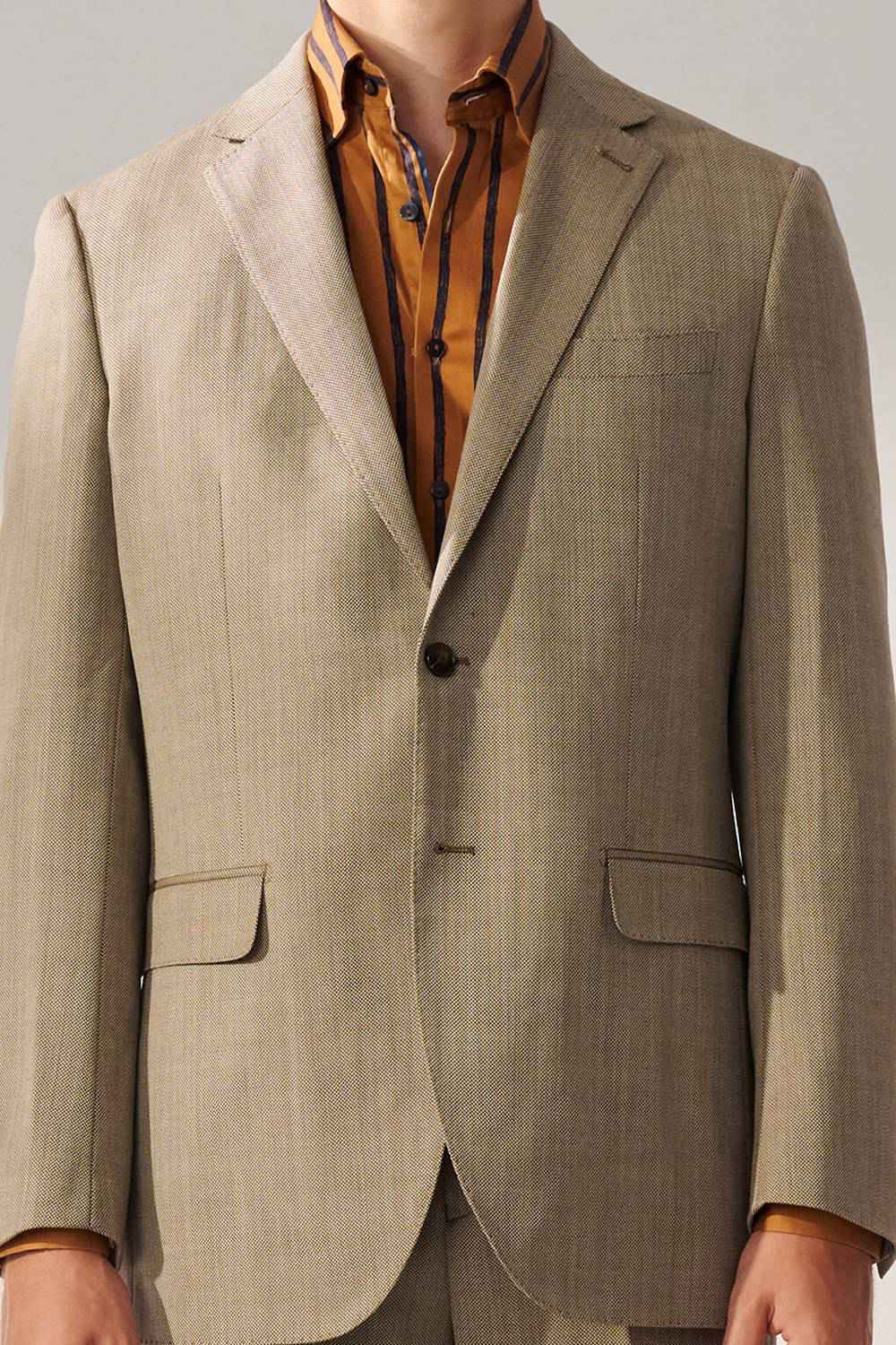 SST&C #Machine Washable Series  Light Brown Textured Classic Suit Jacket | 00012409008_5